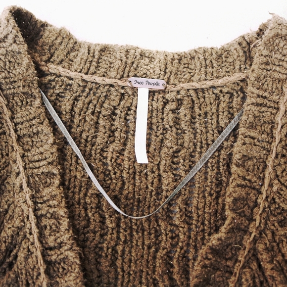 FREE PEOPLE Cable Knit Cardigan Olive Green, Small - Picture 7 of 11